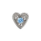 Small Heart - 14K Gold Stone Threadless/Threaded End