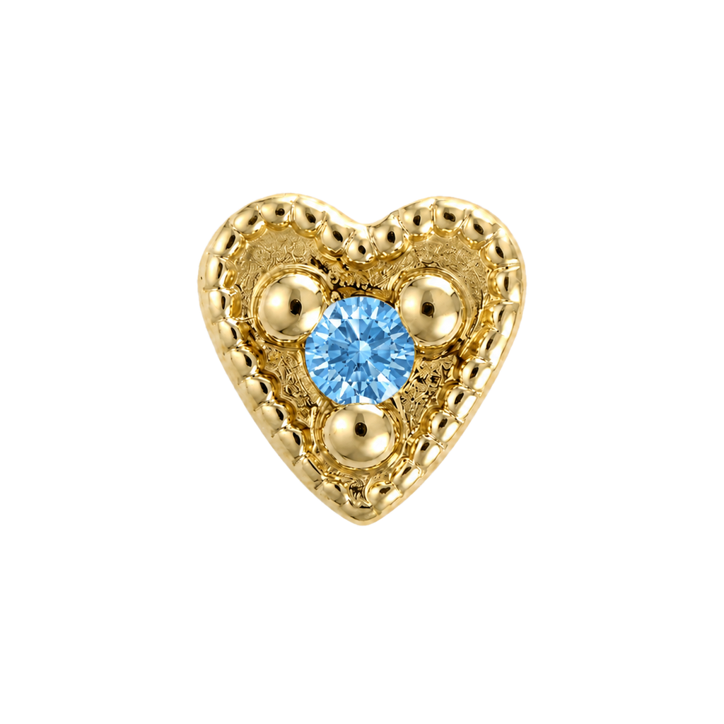 Small Heart - 14K Gold Stone Threadless/Threaded End