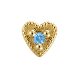 Small Heart - 14K Gold Stone Threadless/Threaded End