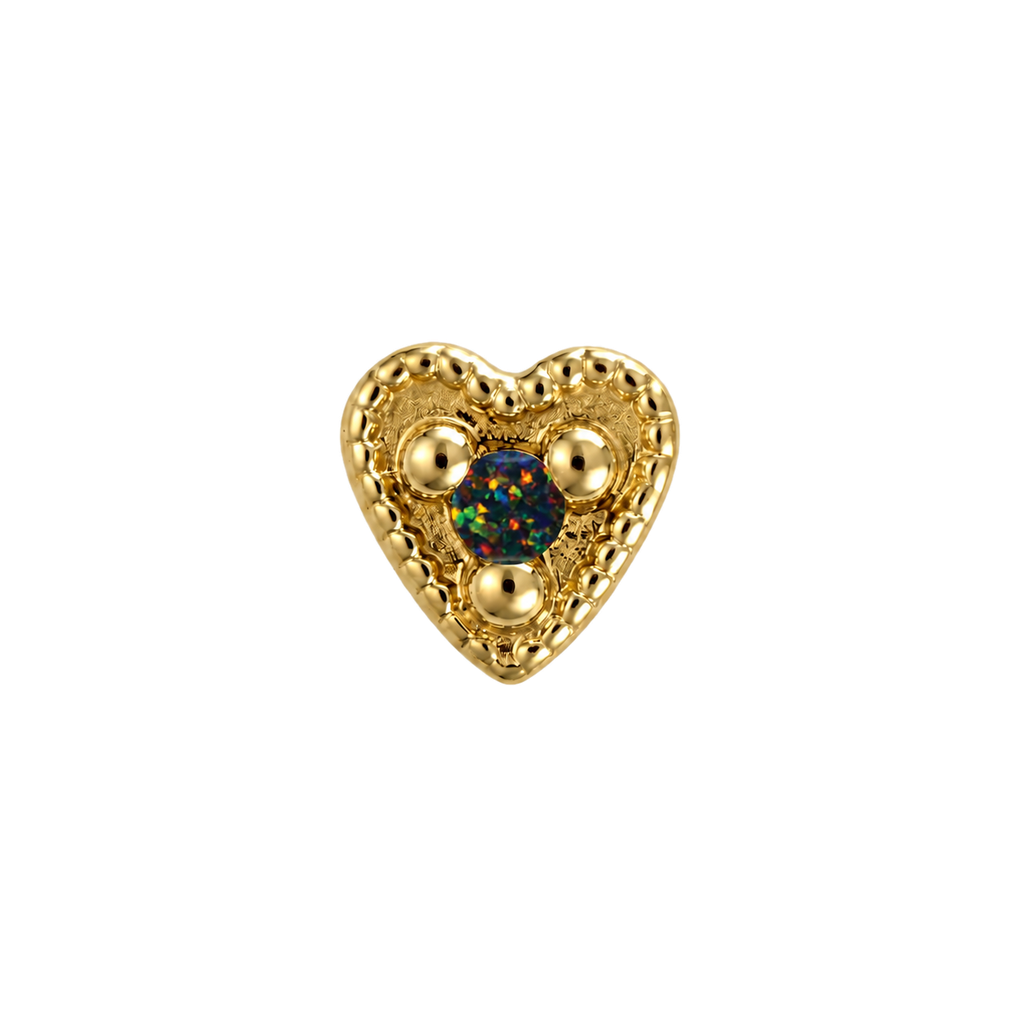 Small Heart - 14K Gold Stone Threadless/Threaded End