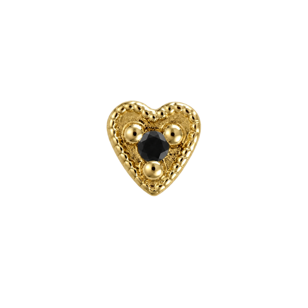 Small Heart - 14K Gold Stone Threadless/Threaded End
