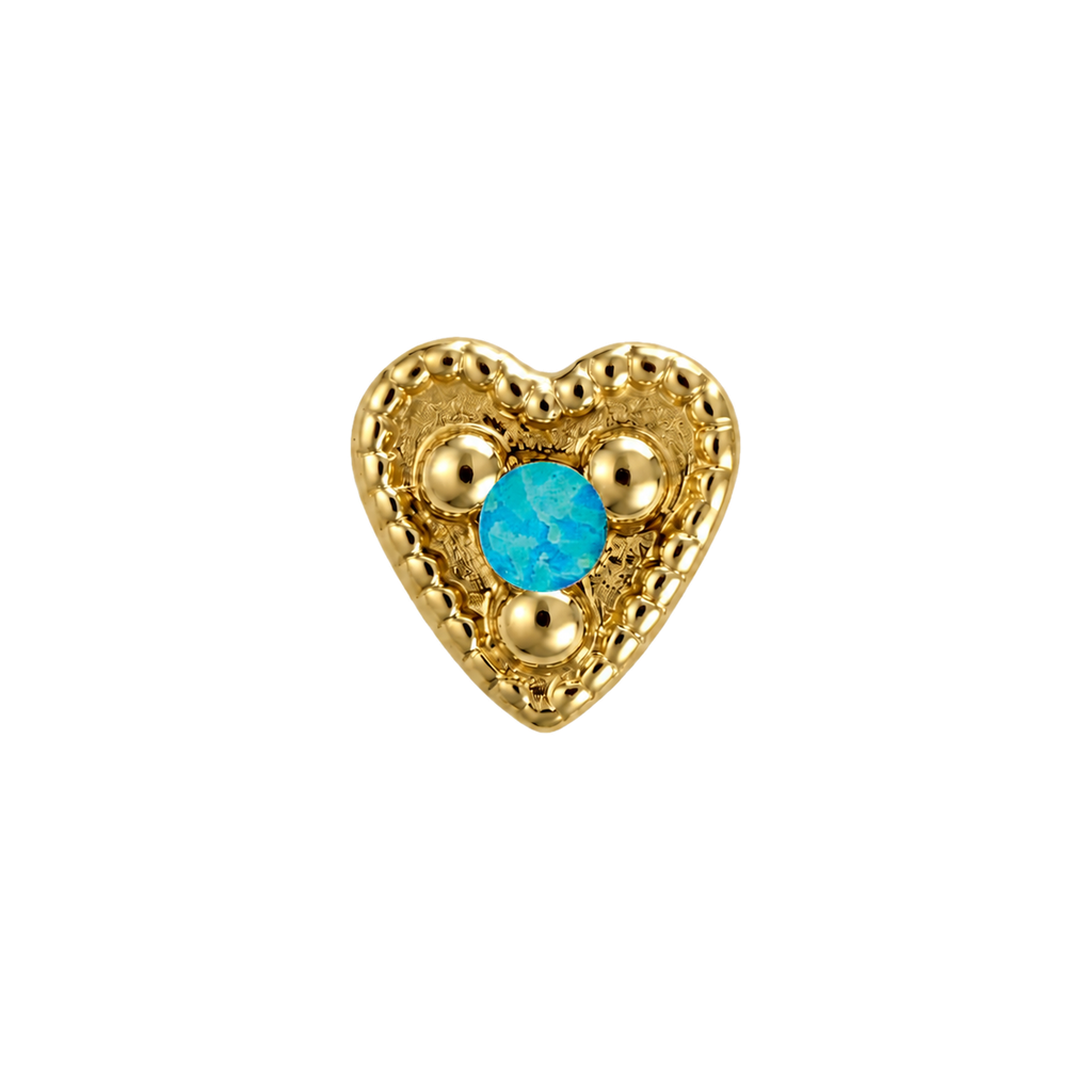 Small Heart - 14K Gold Stone Threadless/Threaded End