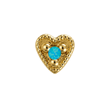 Small Heart - 14K Gold Stone Threadless/Threaded End