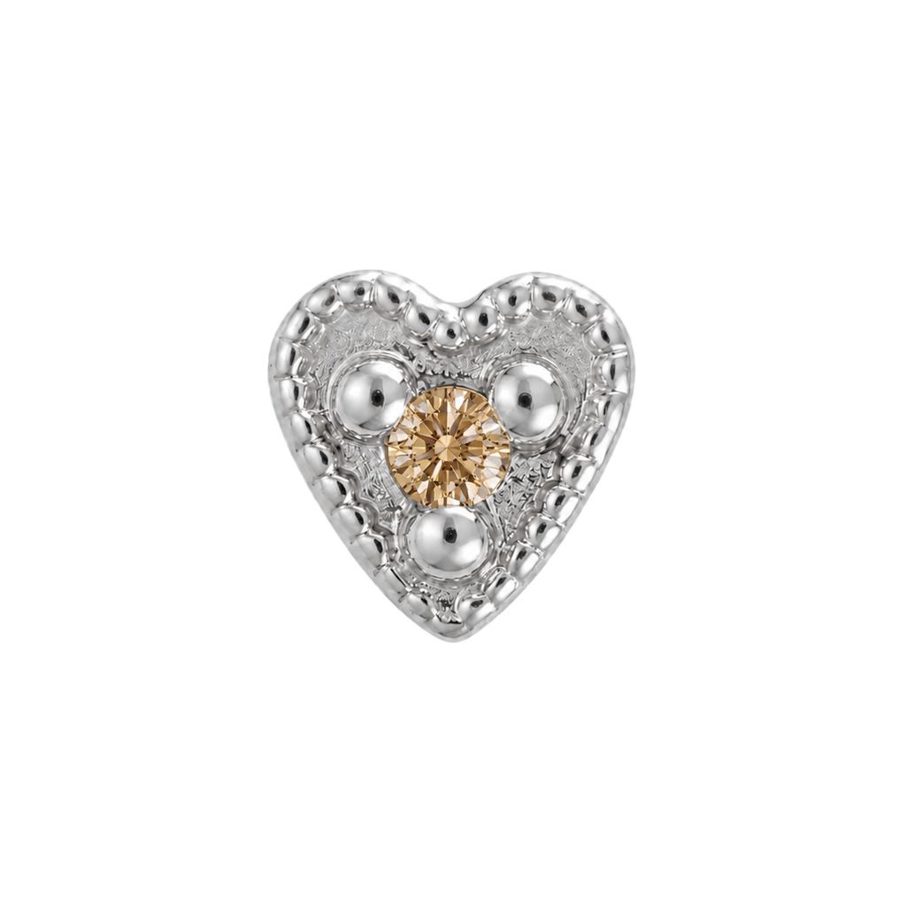Small Heart - 14K Gold Stone Threadless/Threaded End