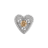 Small Heart - 14K Gold Stone Threadless/Threaded End
