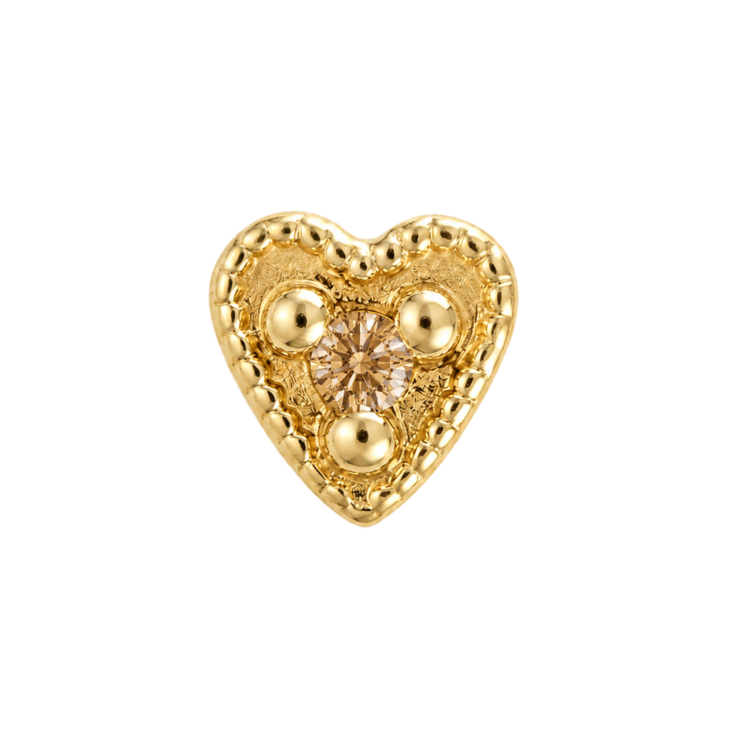 Small Heart - 14K Gold Stone Threadless/Threaded End