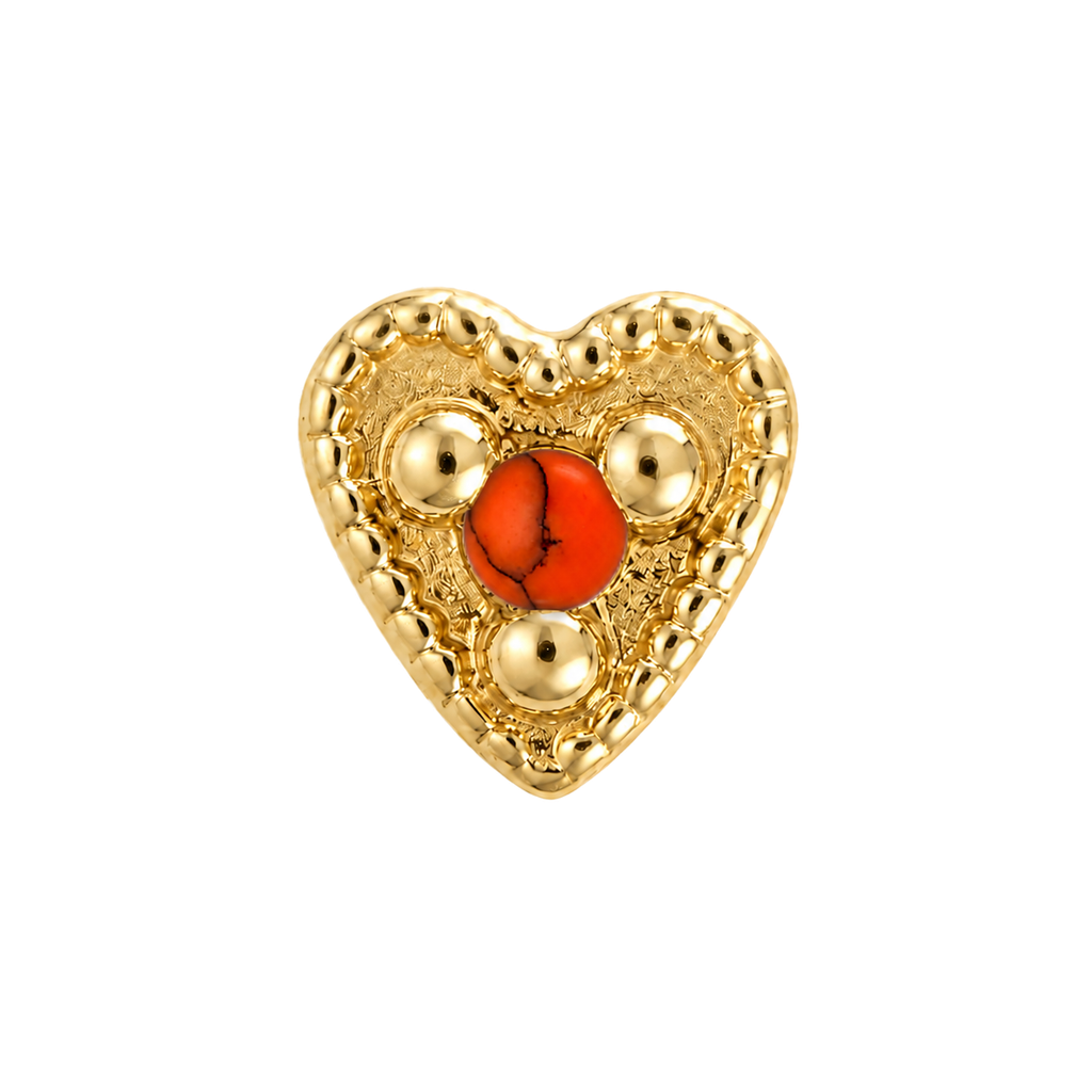 Small Heart - 14K Gold Stone Threadless/Threaded End