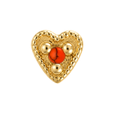 Small Heart - 14K Gold Stone Threadless/Threaded End