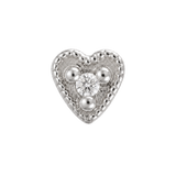 Small Heart - 14K Gold Stone Threadless/Threaded End