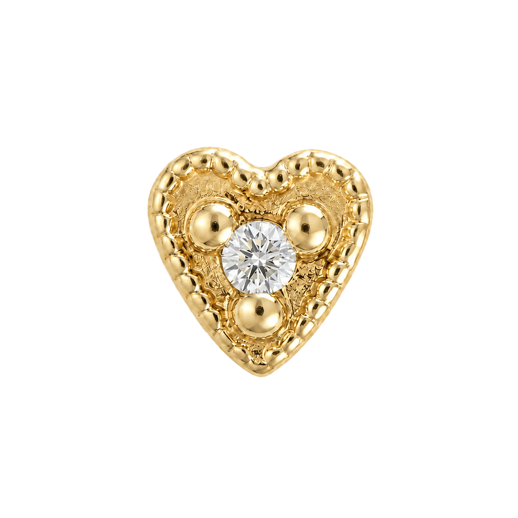 Small Heart - 14K Gold Stone Threadless/Threaded End