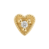 Small Heart - 14K Gold Stone Threadless/Threaded End