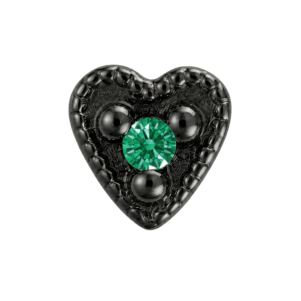 Small Heart - 14K Gold Stone Threadless/Threaded End