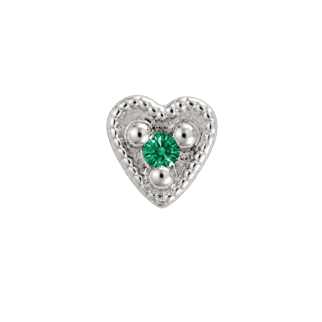 Small Heart - 14K Gold Stone Threadless/Threaded End