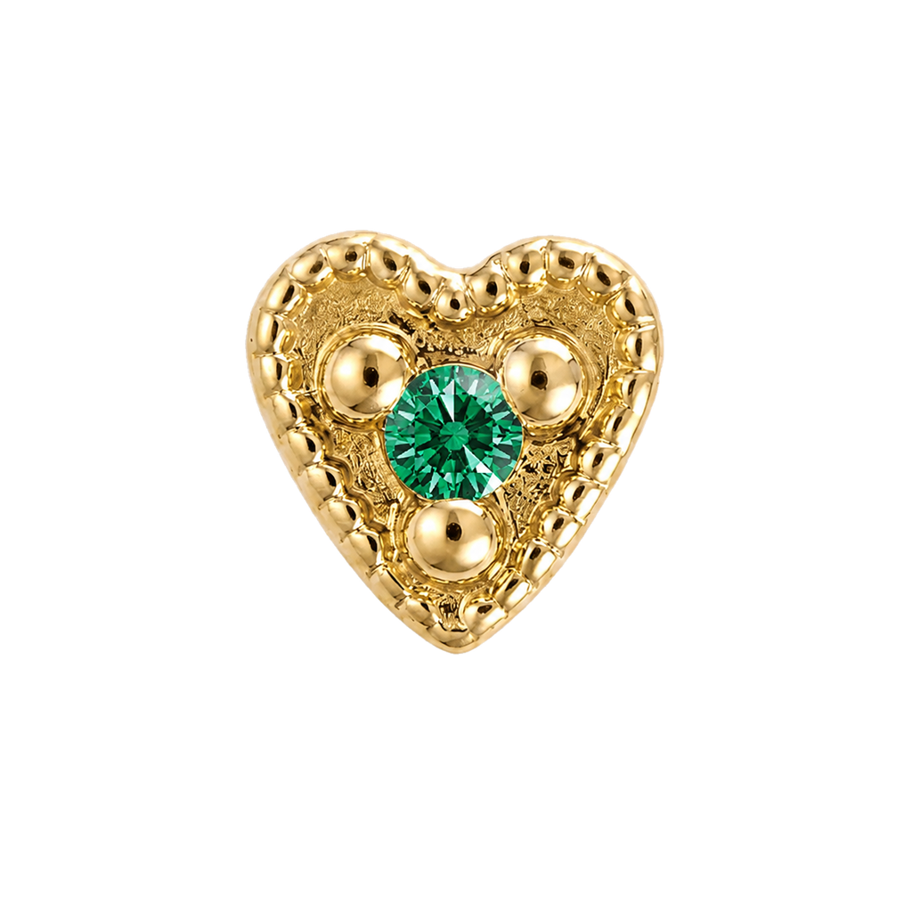 Small Heart - 14K Gold Stone Threadless/Threaded End