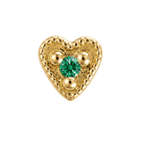 Small Heart - 14K Gold Stone Threadless/Threaded End