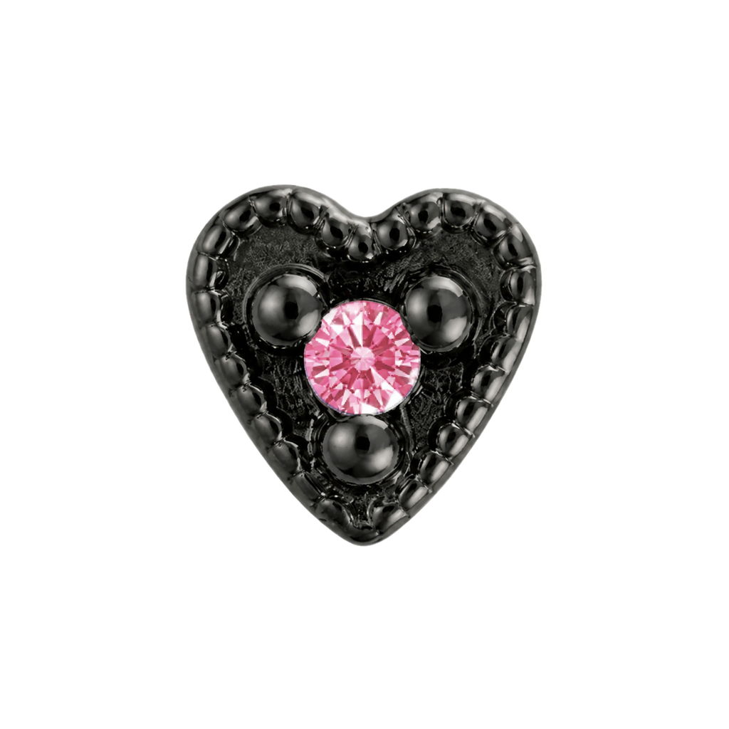 Small Heart - 14K Gold Stone Threadless/Threaded End