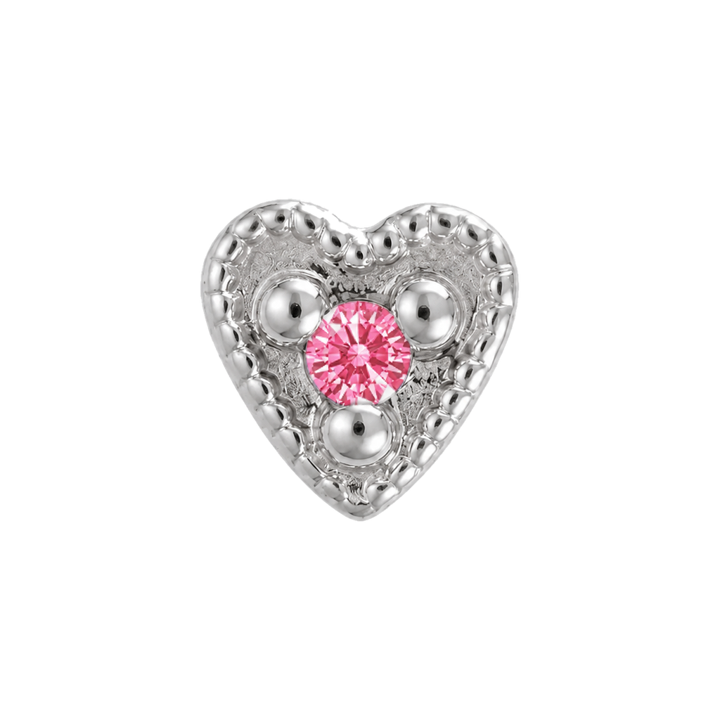 Small Heart - 14K Gold Stone Threadless/Threaded End