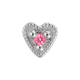Small Heart - 14K Gold Stone Threadless/Threaded End
