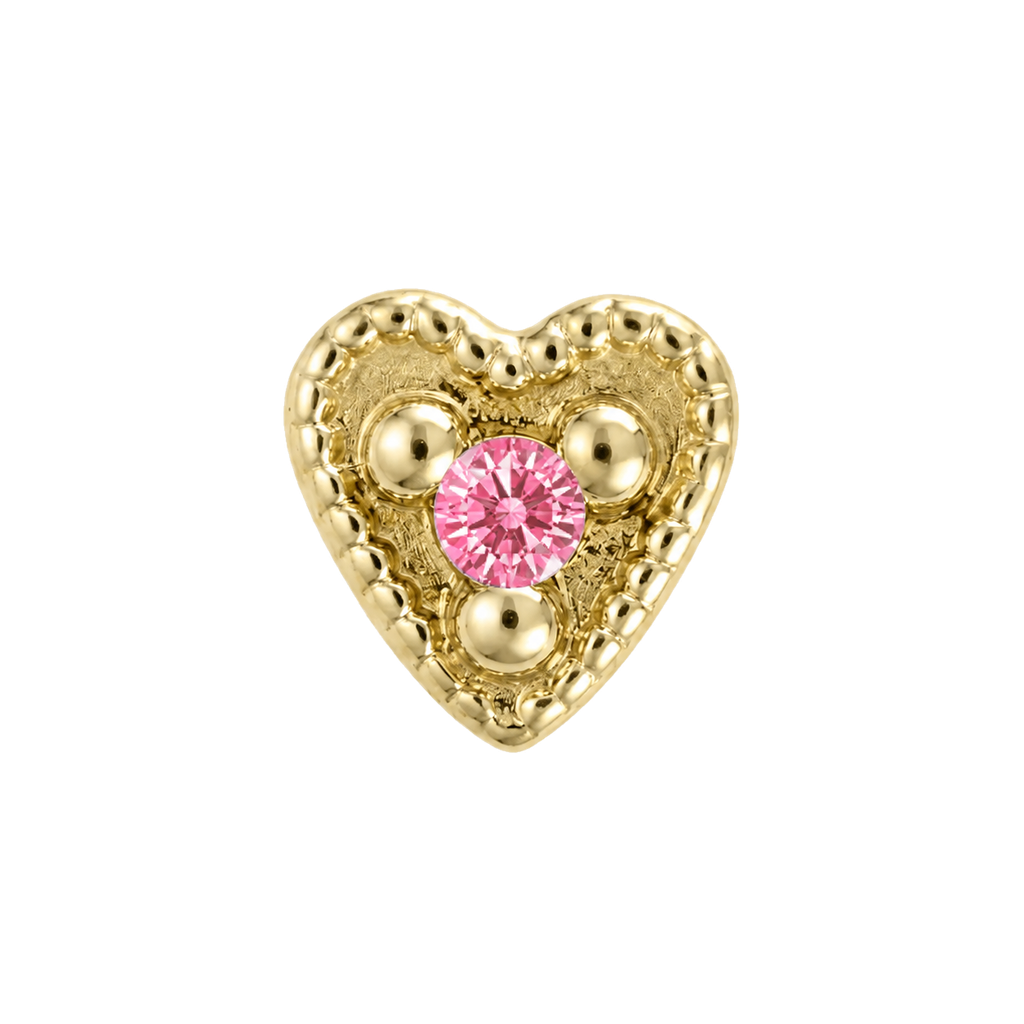 Small Heart - 14K Gold Stone Threadless/Threaded End