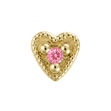 Small Heart - 14K Gold Stone Threadless/Threaded End
