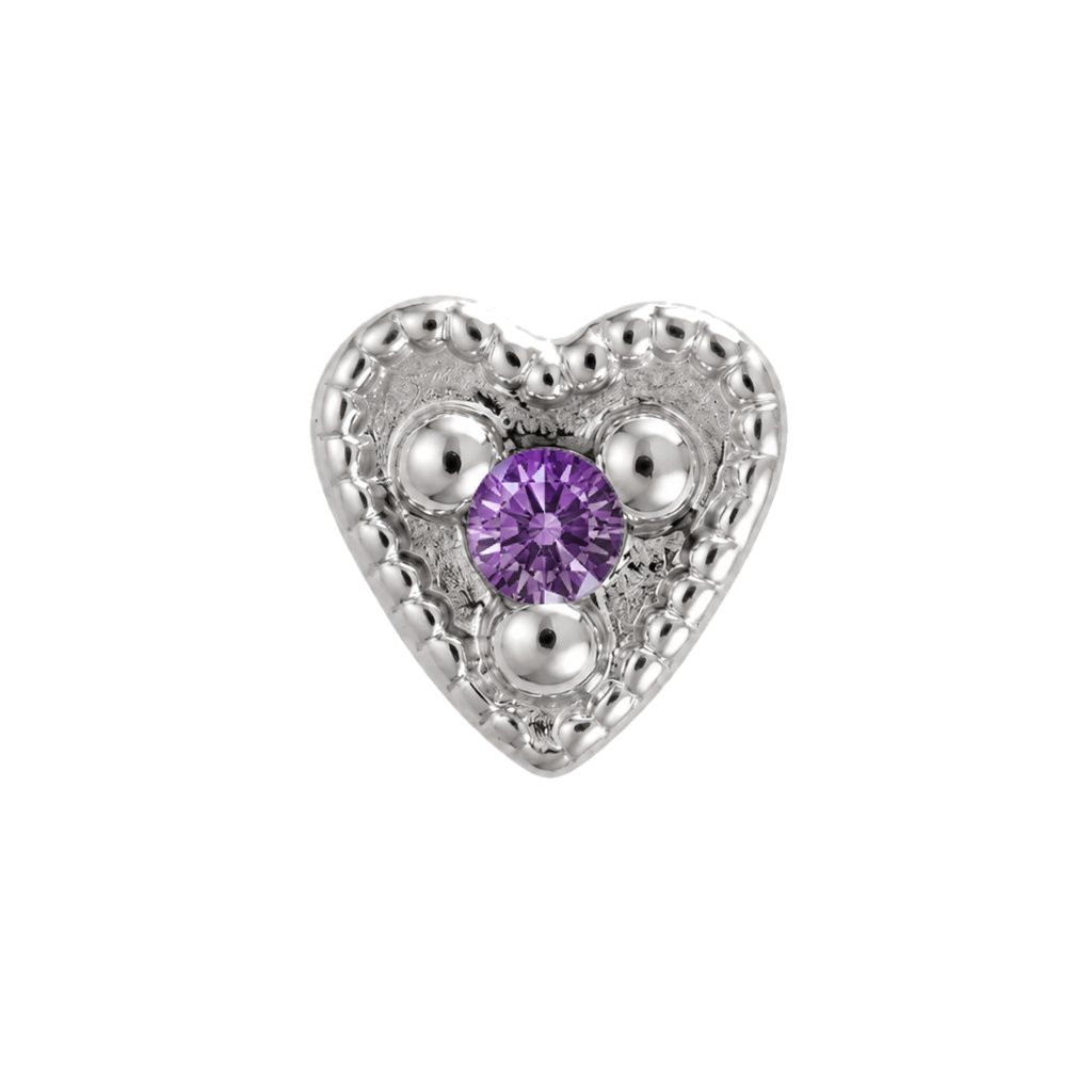 Small Heart - 14K Gold Stone Threadless/Threaded End