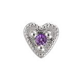 Small Heart - 14K Gold Stone Threadless/Threaded End