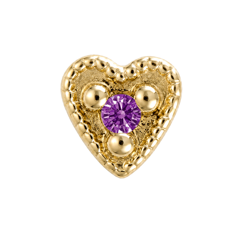 Small Heart - 14K Gold Stone Threadless/Threaded End
