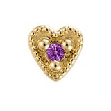 Small Heart - 14K Gold Stone Threadless/Threaded End