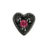 Small Heart - 14K Gold Stone Threadless/Threaded End