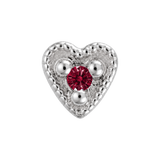 Small Heart - 14K Gold Stone Threadless/Threaded End