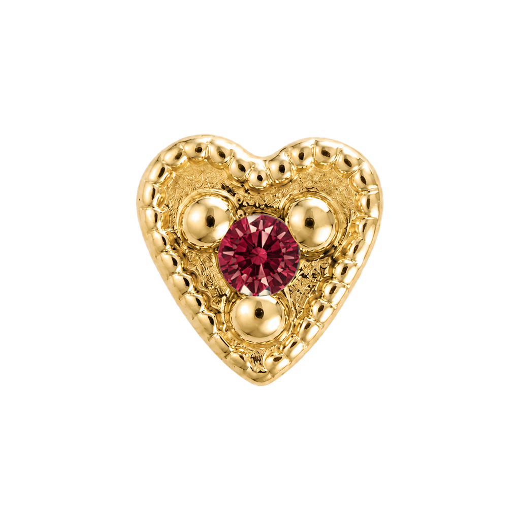 Small Heart - 14K Gold Stone Threadless/Threaded End