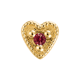 Small Heart - 14K Gold Stone Threadless/Threaded End