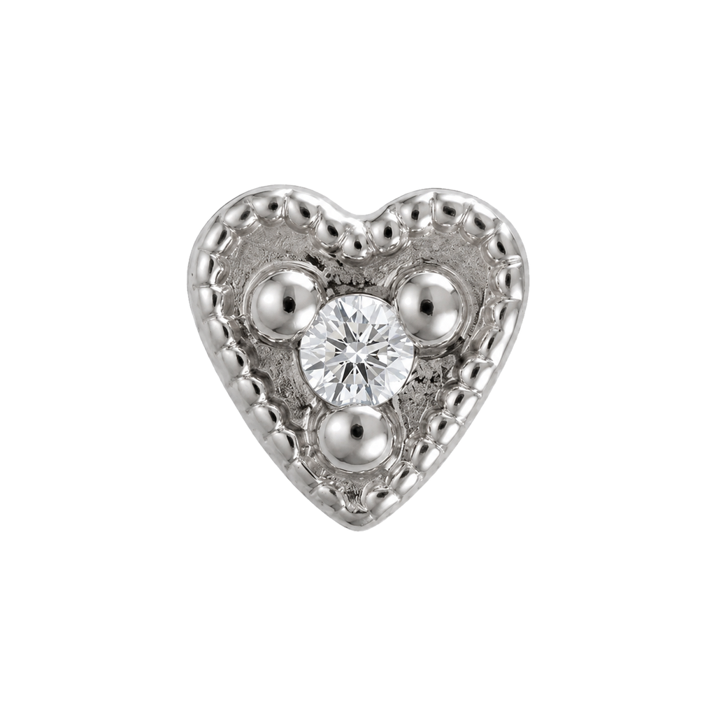 Small Heart - 14K Gold Stone Threadless/Threaded End
