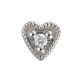 Small Heart - 14K Gold Stone Threadless/Threaded End
