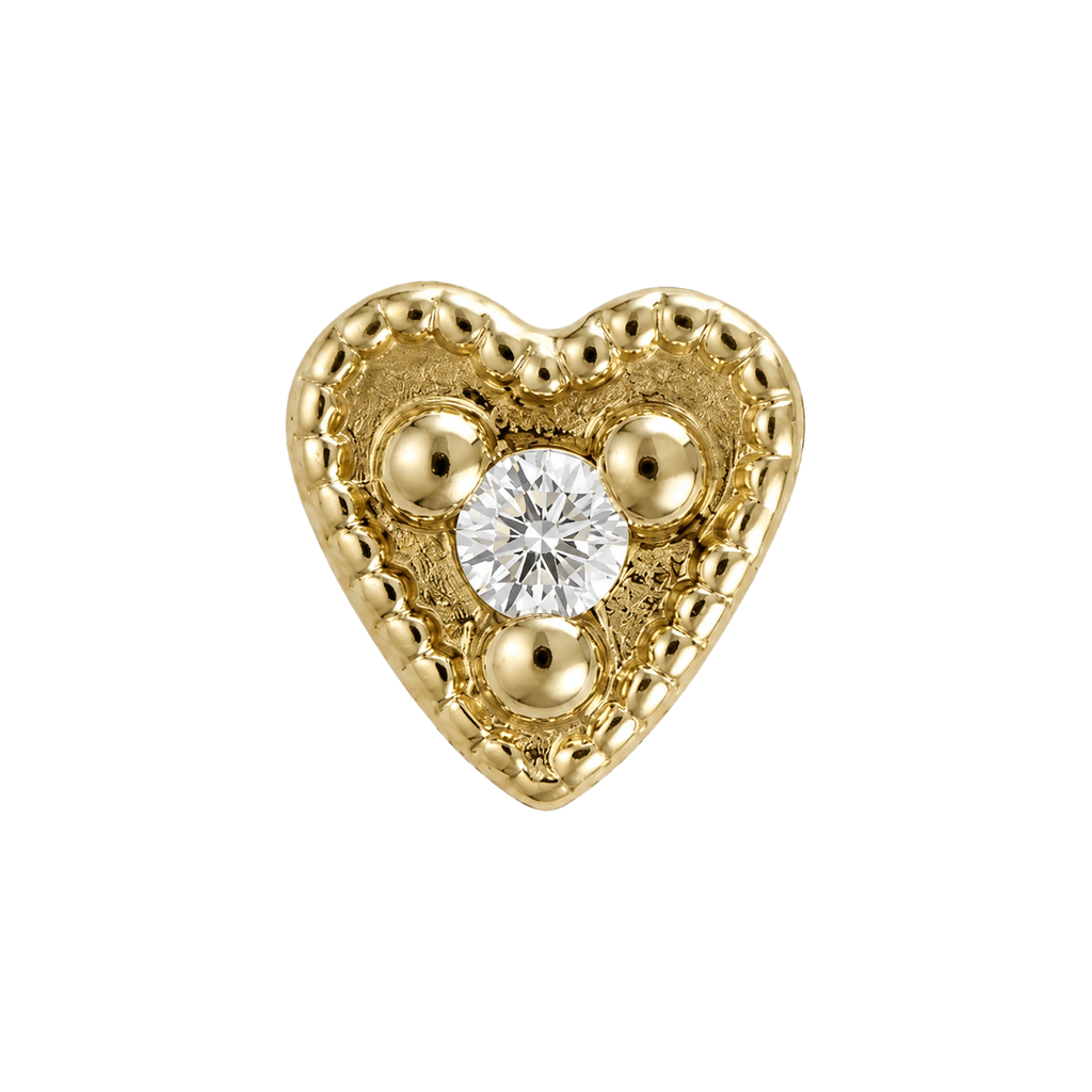 Small Heart - 14K Gold Stone Threadless/Threaded End