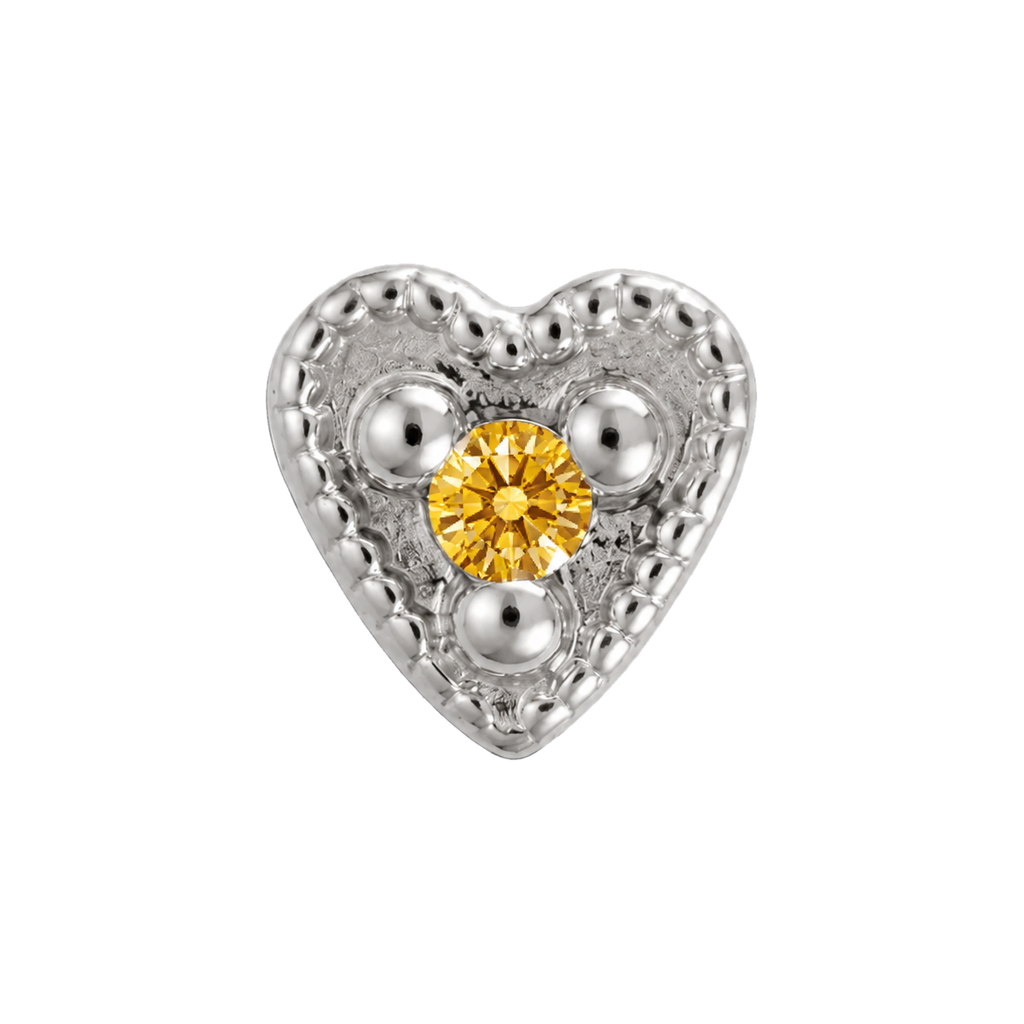 Small Heart - 14K Gold Stone Threadless/Threaded End