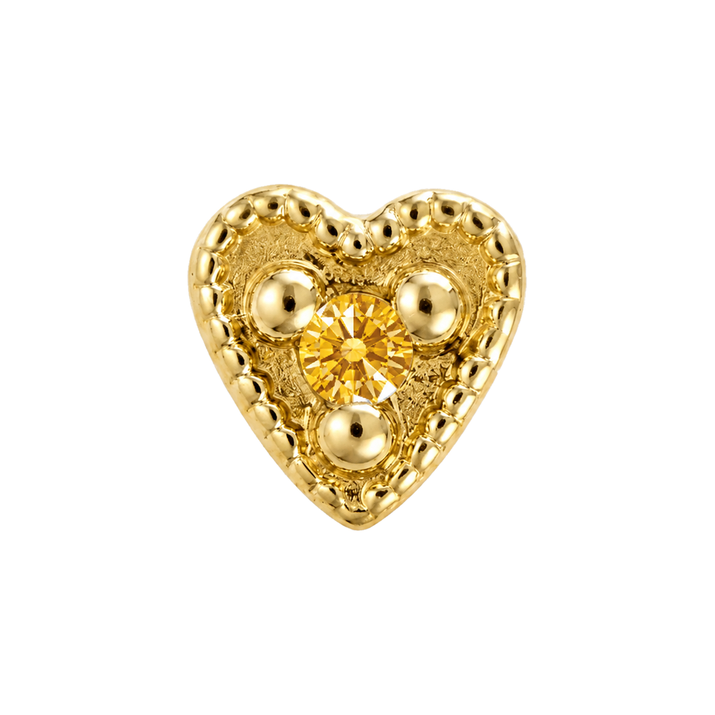 Small Heart - 14K Gold Stone Threadless/Threaded End