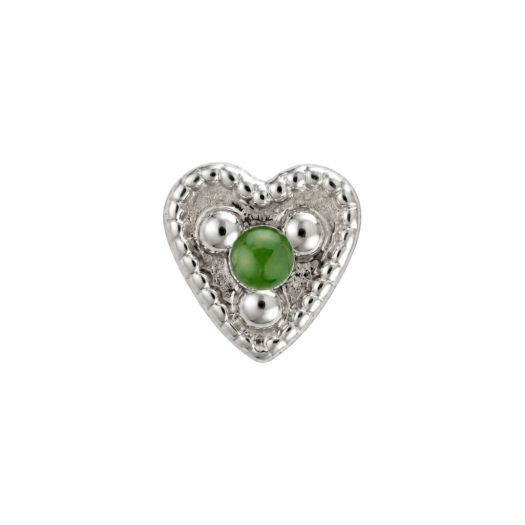 Small Heart - 14K Gold Stone Threadless/Threaded End