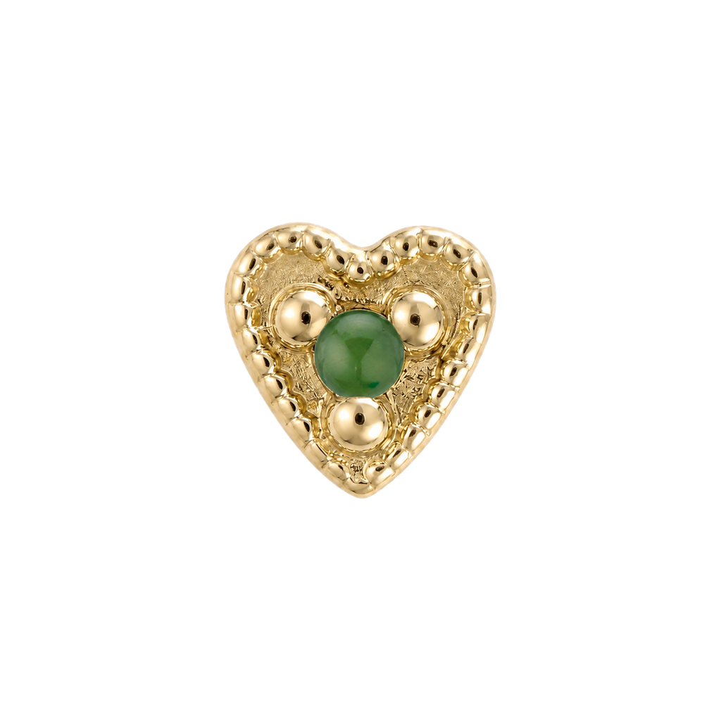 Small Heart - 14K Gold Stone Threadless/Threaded End