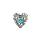 Small Heart - 14K Gold Stone Threadless/Threaded End