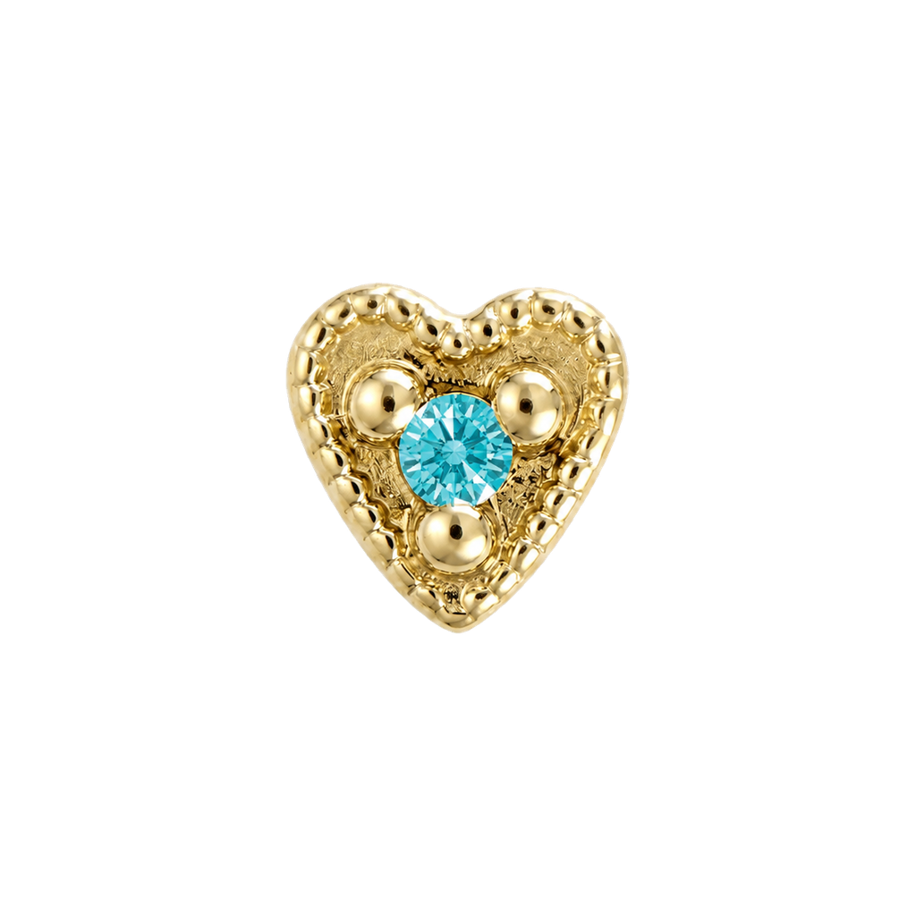 Small Heart - 14K Gold Stone Threadless/Threaded End