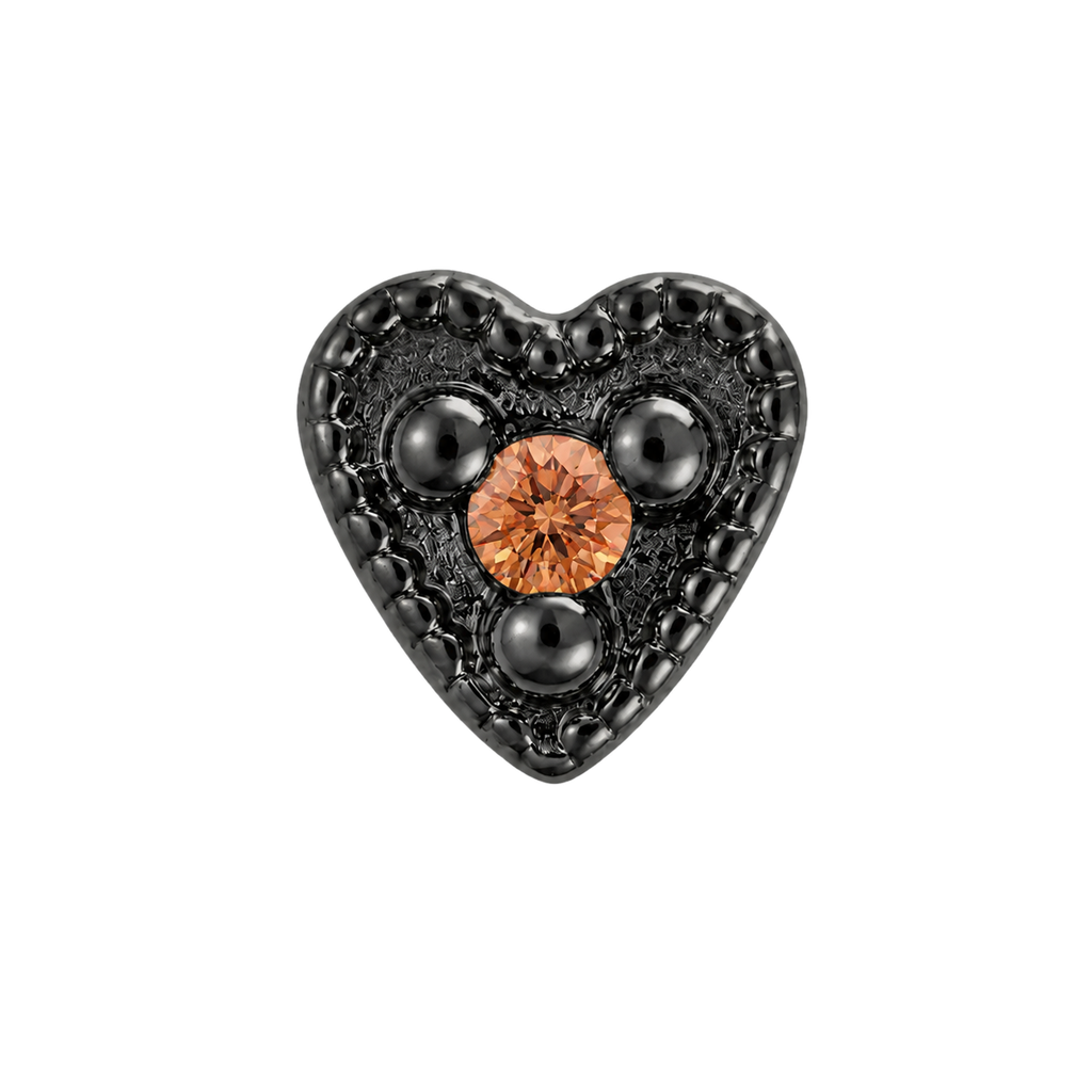 Small Heart - 14K Gold Stone Threadless/Threaded End