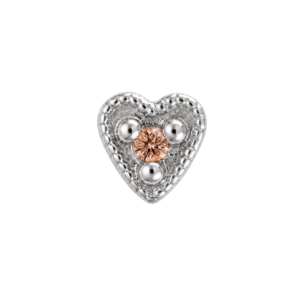 Small Heart - 14K Gold Stone Threadless/Threaded End