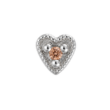 Small Heart - 14K Gold Stone Threadless/Threaded End