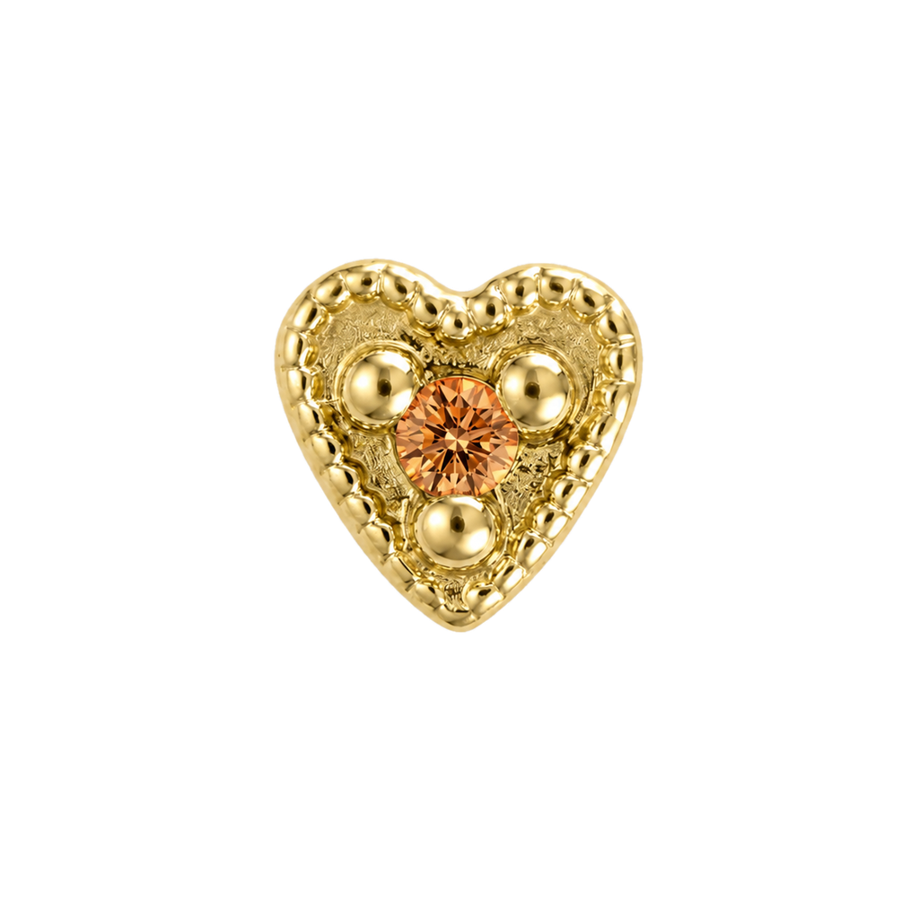 Small Heart - 14K Gold Stone Threadless/Threaded End