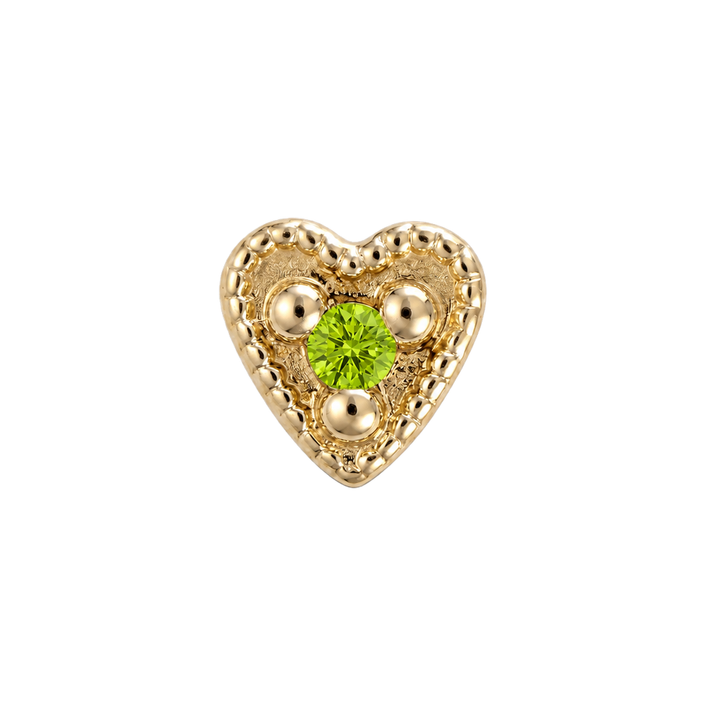 Small Heart - 14K Gold Stone Threadless/Threaded End