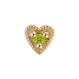 Small Heart - 14K Gold Stone Threadless/Threaded End