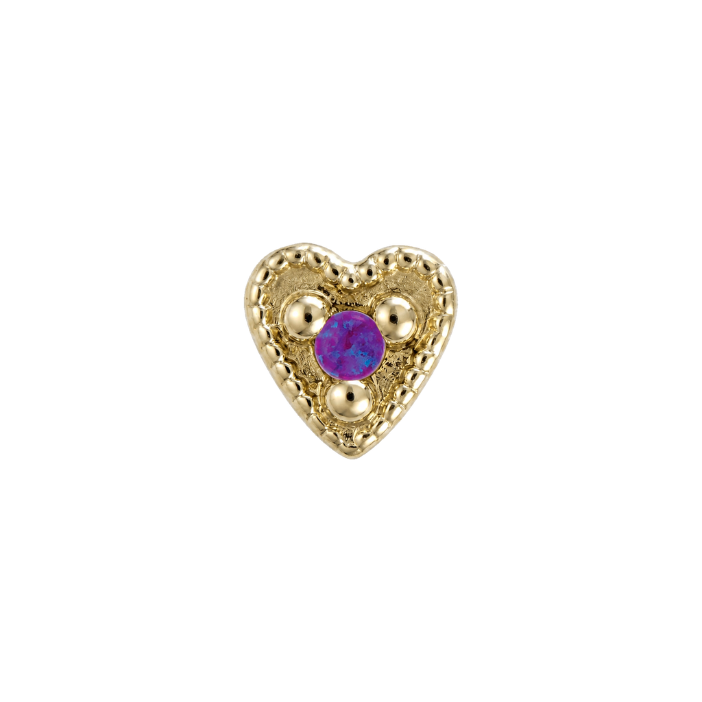 Small Heart - 14K Gold Stone Threadless/Threaded End