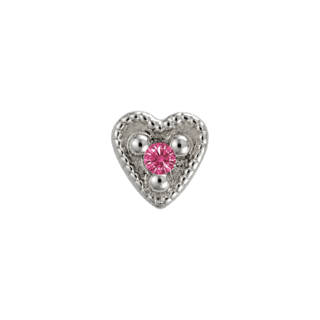 Small Heart - 14K Gold Stone Threadless/Threaded End