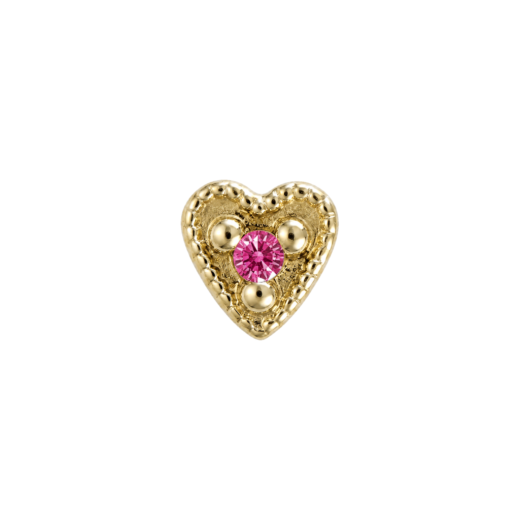 Small Heart - 14K Gold Stone Threadless/Threaded End